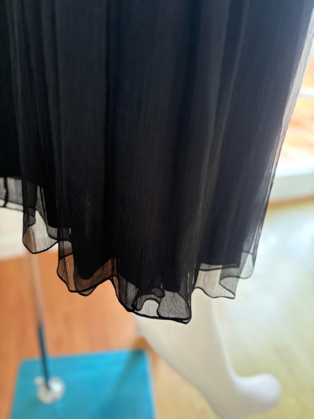 Catherine Malandrino Black Pleated Mini Dress with Waistband 100% silk - Picture 4 of 5